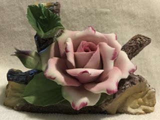 Vintage Capodimonte Rose Sculpture Made In Italy With
