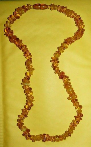 Vintage Honey & Egg Yolk Baltic Amber Nugget Beaded 24.  5 " Strand Necklace 36.  7g