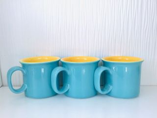Vintage Masa Mami Set Of 3 Signed Turquoise Mugs Treasure Craft Hawaii Usa
