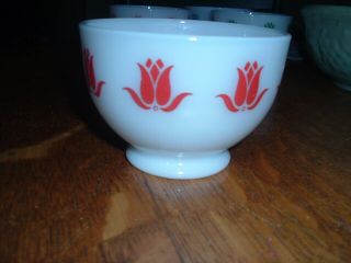 Vintage Sealtest Cottage Cheese Glass Fire King Red Tulip Bowl
