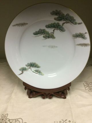 Vintage Noritake Ming Dinner Plate Set Of 8 Asian Bonsai Branch Gold Rim