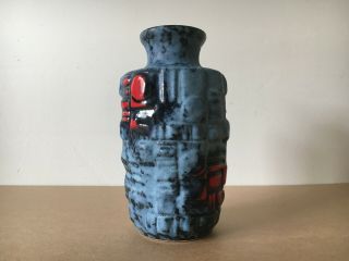 Vtg 60 - 70’s U Keramik Red Black Grey Vase West German Pottery Art Fat Lava Mcm