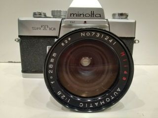 Minolta Srt - 101 35mm Slr Camera W/28mm F/2.  8 Miida Wide - Angle Lens