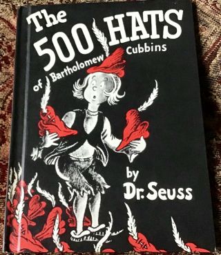 Vintage The 500 Hats Of Bartholomew Cubbins Book By Dr.  Seuss 1938 Book Club Ed.
