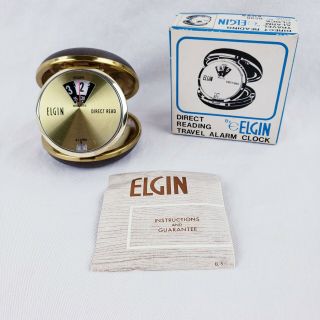 Vintage Travel Alarm Clock Elgin Direct Read Style 8598 Fully