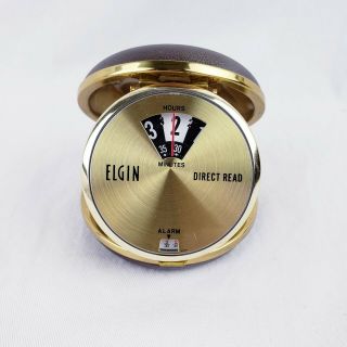 Vintage Travel Alarm Clock Elgin Direct Read Style 8598 Fully 2