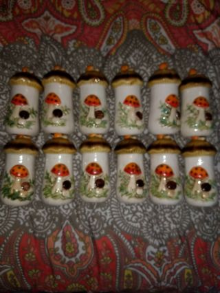 Vintage Merry Mushroom Sears Roebuck And Co Ceramic Spice Shakers 12