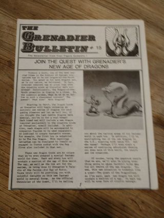 Grenadier Miniatures Bulletin - Number 15 - Vintage 1980s
