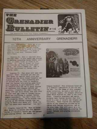 Grenadier Miniatures Bulletin - Number 14 - Vintage 1980s