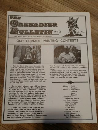 Grenadier Miniatures Bulletin - Number 10 - Vintage 1980s