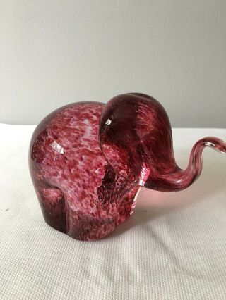 Vintage Handmade Wedgwood Art Glass Speckled Red Cranberry Elephant.