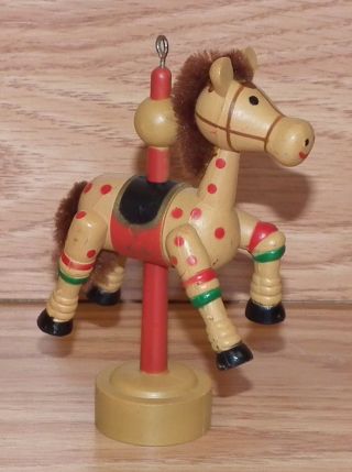 Vintage Macau Wooden Carousel Horse Christmas Tree Ornament Only Read