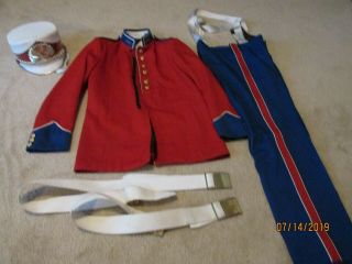 Vintage Fruhauf Red,  White,  Blue Marching Band Uniform With Hat,  Coat,  & Pants