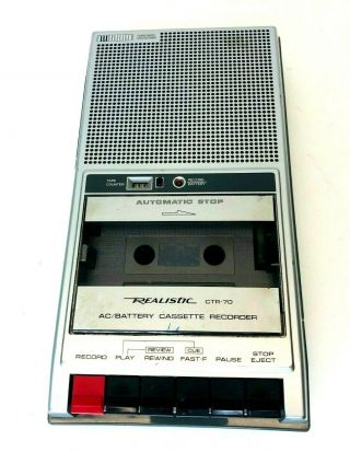Vintage Realistic Ctr - 70 Portable Cassette Recorder/tape Player,