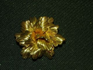Vintage 1965 Grosse Germany Highly Stylized Gold - Plated Flower Brooch -