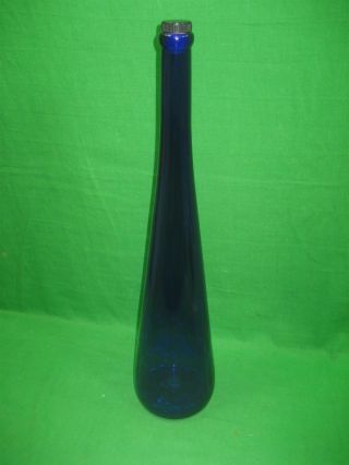 Vintage Large 19.  5 " Tall Cobalt Blue Glass Decanter Bottle With Screw On Lid