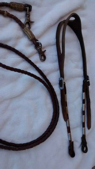 Vintage Western Horse Bridle Single Ear With Roping Reins Owner
