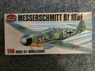 Vintage Airfix Messerschmitt Bf 109f Airplane Model Kit 1/48 Scale (108)