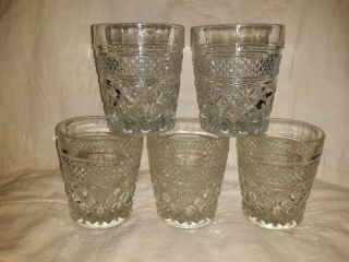 5 Vintage Wexford Crystal Old Fashion On The Rocks Tumblers Anchor Hocking Ex