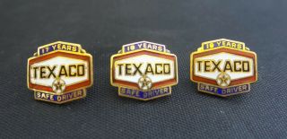 3 Vtg.  Texaco Gold Filled Safe Driver Company Service Award Pins 17 18 19 Years