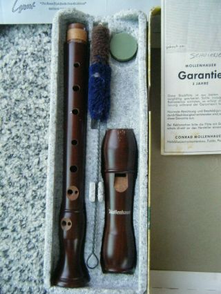 Vintage Eine Mollenhauer Blockflote C Sopran Wooden German Recorder Flute