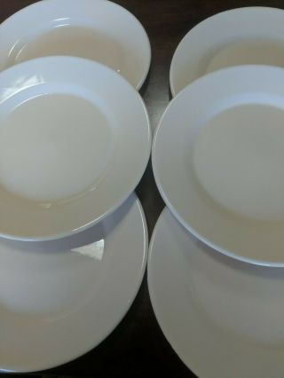 Set Of 6 Vintage Enamel Enamelware Dinner Plates Mid Century Modern Solid White