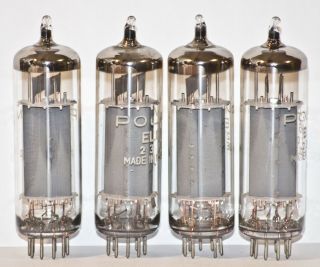 EL86 POLAM TELAM 6CW5 TUBES,  NOS MATCHED QUAD,  STRONG 1960 ' s WELDED PLATES 2