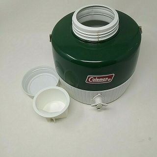 Vintage Coleman 1 Gallon Green & White Water Cooler Jug W/ Spout Camping 3