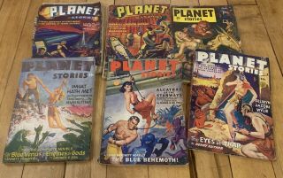 6 Vintage Science Fiction Planet Stories Magazines Sci Fi Fantasy Pulp 1940s