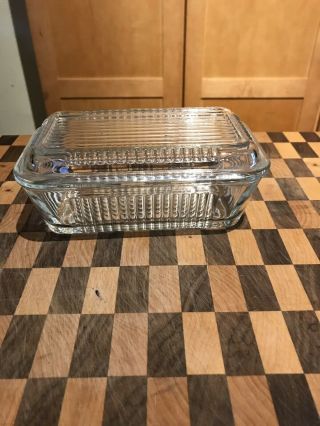 Vintage Glass Refrigerator Dish - No Name - Clear And Ribbed -