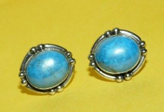 Vintage Native Navajo Southwestern " 925 " Sterling Silver W/ Blue Lapis Earrings
