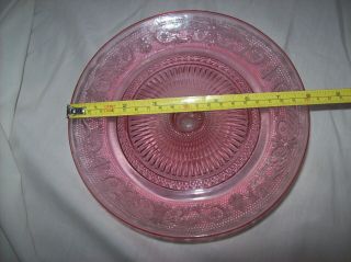 Vintage Pink Depression Glass Pedestal Cake Stand Platter 4
