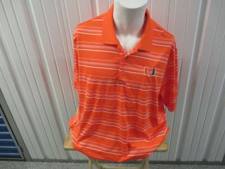 Vintage Adidas Um Miami Hurricanes 2xl Sewn Collar Polo Golf Shirt Pre - Owned