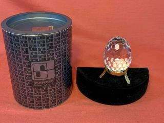 Vintage Swaroski 7452 Nr060 Multi - Faceted Clear Crystal Egg W/stand Box