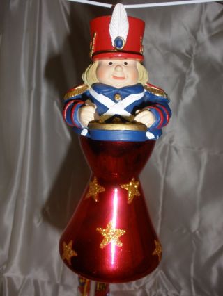 Vintage Christmas 7 " Marching Drummer Blown Glass And Porcelain Tree Ornament