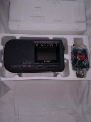 Sony Color Watchman TV AM/FM Radio stereo receiver FDL - 380 NOB 3
