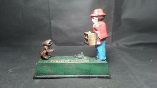 Vintage Cast Iron Monkey Trick Mechanical Coin Bank