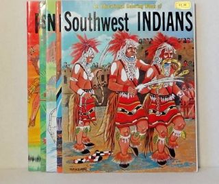 5 Vintage Native American Indian Learning Educational Coloring Books Spizzirri