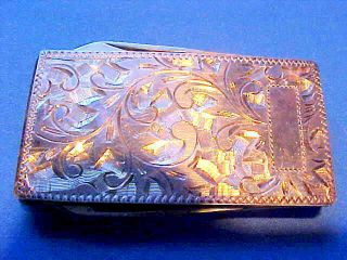 Great Vintage Japanese Sterling Silver Money Clip Knife Nail File