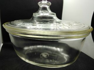 Vintage 1920 ' s Pyrex Oval Casserole Dish w/Etched Flower Lid in Chrome Holder 5