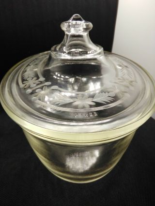 Vintage 1920 ' s Pyrex Oval Casserole Dish w/Etched Flower Lid in Chrome Holder 6