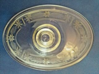 Vintage 1920 ' s Pyrex Oval Casserole Dish w/Etched Flower Lid in Chrome Holder 7