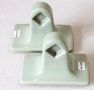 Ba - 1095 Vintage Ceramic Bathroom Sage Green Towel Bar Rod Holders Set