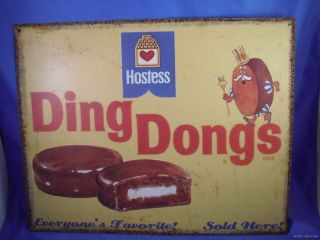 Vintage Hostess Cupcake Ding Dong Metal Tin Bakery Sign Diner Desert Restaurant