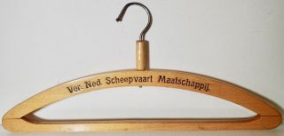 Collectible Vintage Heavy Duty Natural Wood Coat Hanger With Wood Ferrule Dutch