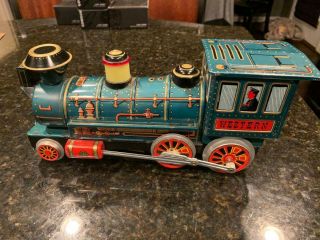 1964 New/vintage Western Tin Metal 12 " Train Battery Operated By Modern Toys