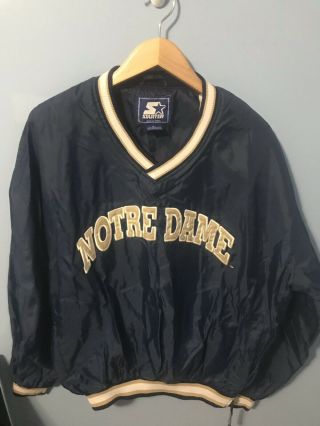 Vintage Notre Dame Starter Pullover Jacket Mens Xl Fighting Irish Ncaa