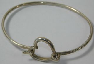 Vtg James Avery Retired Sterling Silver Heart Hook On Bangle Bracelet