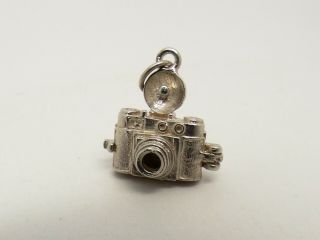 Vintage Sterling Silver Camera Charm - Opens.