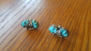 Stunning Vintage Native American Tribal Sterling Silver & Turquoise Earrings